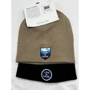 NWT Life is Good Beanie Set of 2 Logo Winter Unisex Black Khaki Fall Outdoor